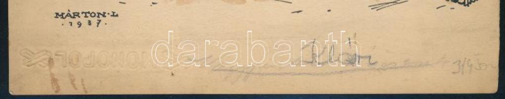 Márton Lajos (1891-1953): Anya gyermekével (meseillusztráció, cím nélkül), 1937. Tus, akvarell, papí...