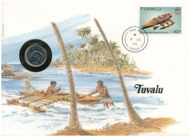 Tuvalu 1985. 5c, felbélyegzett borítékban, bélyegzéssel, német nyelvű leírással T:UNC Tuvalu 1985. 5 Cents in envelope with stamp and cancellation and a prospectus in german C:UNC