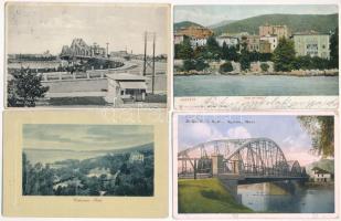 12 db RÉGI kárpátaljai, horvát és vajdasági város képeslap vegyes minőségben / 12 pre-1945 Transcarpathian, Croatian and Vojvodinan town-view postcards in mixed quality