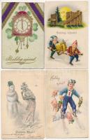 10 db RÉGI üdvözlő motívum képeslap vegyes minőségben / 10 pre-1945 greeting motive postcards in mixed quality