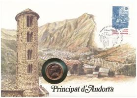 Andorra 1986. 25c felbélyegzett borítékban, bélyegzéssel, német nyelvű leírással T:UNC Andorra 1986. 25 Centims in envelope with stamp and cancellation, with german language description C:UNC