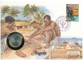 Angola 1975. 5KZ felbélyegzett borítékban, bélyegzéssel, német nyelvű leírással T:UNC Angola 1975. 5 Kwanza in envelope with stamp and cancellation, with German description C:UNC