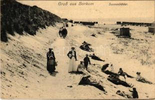 1908 Borkum, Sonnenbäder / sunbathers, beach (EK)