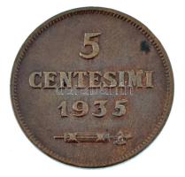 San Marino 1935R 5c bronz T:XF San Marino 1935R 5 Centesimi bronze C:XF Krause KM#12