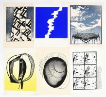 Lantos Ferenc, Csáji Attila, Csutoros Sándor, Haris László, Papp Oszkár, Prutkay Péter grafikái. 6 d...