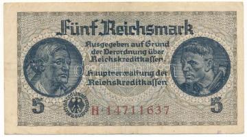 Német Harmadik Birodalom / Német megszállt területek 1940-1945. 5M T:F erős papír German Third Empire / German Occupied Territories 1940-1945. 5 Reichsmark C:F strong paper Krause P#R138