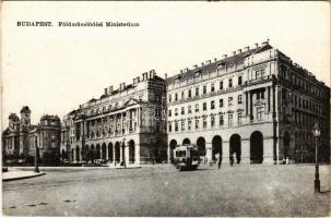 Budapest V. Földművelési Minisztérium, Kossuth tér, villamos. Vasúti levelezőlapárusítás 55.