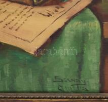 Szendy Arisztid (1903-1972): Csendélet. Olaj, vászon. Jelzett. Dekoratív, sérült fakeretben, 60×80 c...