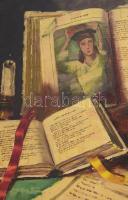 Szendy Arisztid (1903-1972): Csendélet. Olaj, vászon. Jelzett. Dekoratív, sérült fakeretben, 60×80 c...