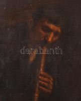 Királyfalvy Kraft Károly (1879-1964): Furulyázó (1904?). Olaj, vászon. Jelezve balra lent. Dekoratív...