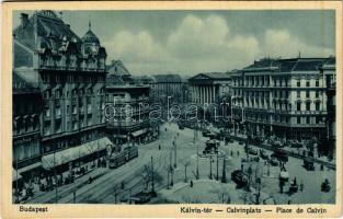 Budapest VIII. Kálvin tér, villamos, autók, mára már lebontott épületek