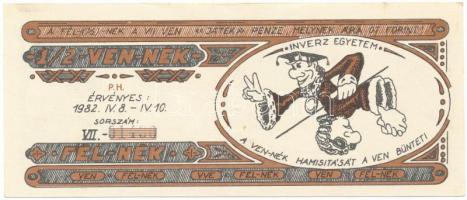 1982. 1/2V "VEN-NÉK" a Veszprémi Vegyipari Egyetem utalványa T:XF