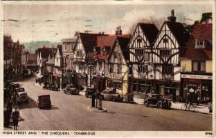 1948 Tonbridge, High Street and The Chequers, automobiles, café and restaurant (EB)