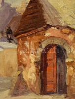 Olvashatatlan jelzéssel, magyar festő: Tabáni részlet, 1924. Olaj, vászon, kartonon. 52x68 cm. Antik...