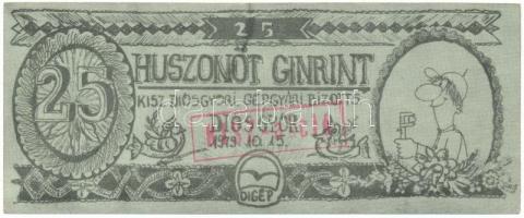 1979. 25 Ginrint &quot;KISZ Diósgyőri Gépgyári Bizott.&quot;, &quot;KISZ-akció&quot; bélyegzéssel T:XF