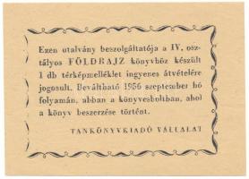 1956. Utalvány a Tankönyvkiadó Vállalat a IV. osztályos Földrajz könyvhöz készült térképmellékletéről T:AU