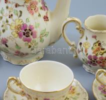 Zsolnay pillangó mintás mokkás készlet. Hat személyes. Kézzel festett, jelzett, hibátlan