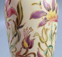 Zsolnay virág mintás váza. Kézzel festett, jelzett, hibátlan 27 cm
