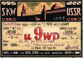 1936 Moscow, SKW USSR, QSL radio amateur card (EK)