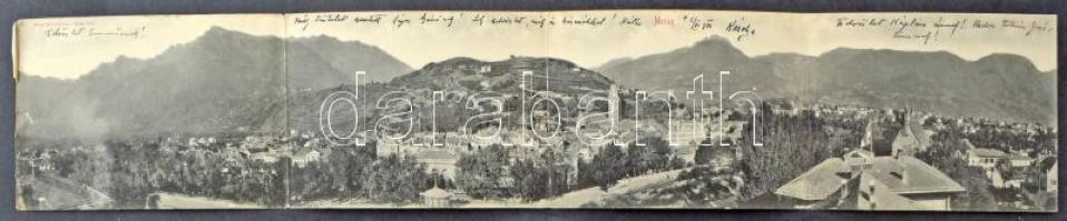 1902 Merano, Meran (Südtirol); 4-tiled folding panoramacard (tears)