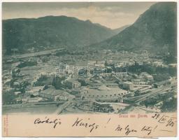 1901 Bolzano, Bozen (Südtirol); 2-tiled folding panoramacard with railway station, train (EK)