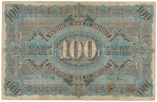 Német Birodalom / Szászország 1890. 100M "hétjegyű sorozatszám" T:F,VG
German Empire / Sa...