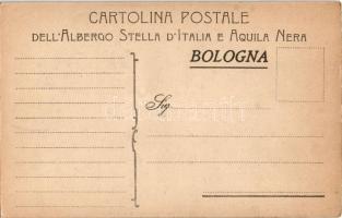 Bologna, Ricordo di Bologna dall'Albergo Stella d'Italia e Aquila Nera. Palazzo Bevilacqua...