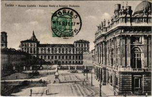 Torino, Turin; Piazza Castello, Palazzo Reale e Palazzo Madama / square, royal palace, tram (EK)