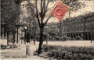 1911 Torino, Turin; Piazza dello Statuto / square, tram (Rb)