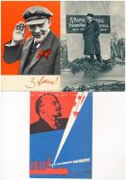 3 db modern szovjet propaganda képeslap: Lenin