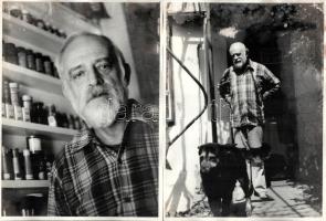 Szász János (1927-) költő, író, műfordító, újságíróról készült felvételek, 5 db, ázásnyomokkal, folt...