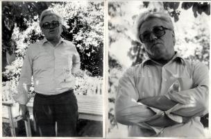 Sütő András (1927-2006) íróról készült portrék, 5 db, ázásnyomokkal, foltokkal, 18×24 cm