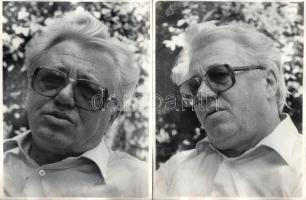 Sütő András (1927-2006) íróról készült portrék, 5 db, ázásnyomokkal, foltokkal, 18×24 cm