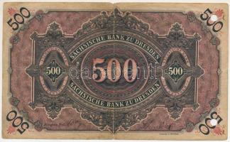 Német Birodalom / Szászország 1890. 500M T:VG nagyobb beszakadások, lyukasztások German Empire / Sax...