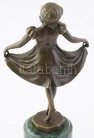 Ferdinand Preiss után: Táncoslány. Patinázott bronz szobor márvány talpazaton, jelzett, m: 32 cm
