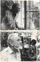 Fodor Sándor (1927-2012) író, műfordítóról készült portrék, ázásnyomokkal, foltokkal, 5 db, 18×24 cm