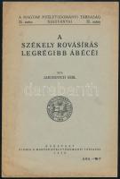 Jakubovich Emil: A székely rovásírás legrégibb ábécéi. A Magyar Nyelvtudományi Társaság kiadványai 35. sz. Bp., 1935, Magyar Nyelvtudományi Társaság, 16 p.+ IV t. Kiadói tűzött papírkötés, kissé foltos borítóval, egyébként jó állapotban.