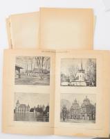 cca 1900 14 db jórészt budapesti épületet, látképet ábrázoló melléklet, illetve a Millenniumi kiállítás csarnokait és a Városliget látképét ábrázoló mellékletek a Pallas Nagy Lexikonából. 24x30 cm és 15x24 cm