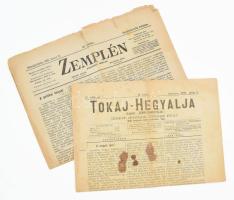 1896-1909 Zemplén megyei újságok Zemplén, Tokaj-Hegyalja c. lapok egy-egy száma