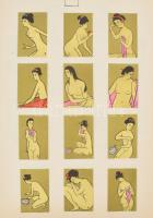 cca 1000-1200 darab japán gyufacímke, lapokra ragasztva