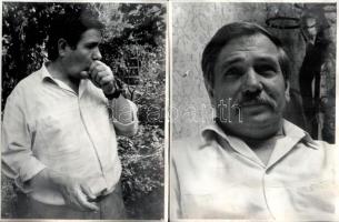 Pusztai Pál (1919-1970) grafikus, karikaturistáról készült 6 db fotó, ázásnyomokkal, foltokkal, sérü...