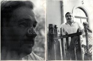 Pusztai Pál (1919-1970) grafikus, karikaturistáról készült 6 db fotó, ázásnyomokkal, foltokkal, sérü...