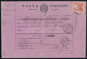 1874 Lila távirati postautalvány Réznyomat 5kr bérmentesítéssel, &quot;GYŐR&quot; - Ofen