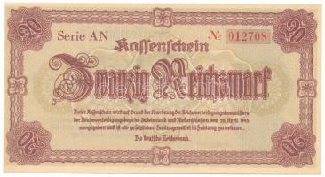 Német Harmadik Birodalom / Szudéta-vidék és Alsó-Szilézia 1945. 20M T:F szép papír German Third Reich / Sudetenland and Lower Silesia 1945. 20 Reichsmark C:F fine paper Krause P#187