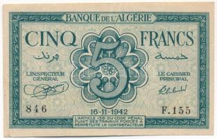 Algéria 1942. 5Fr T:F Algeria 1942. 5 Francs C:F Krause P#91