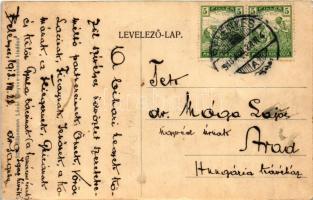 1910 Belényes, Beius; látkép. Süssmann Lázár kiadása, hátoldalon dr. Paguba ügyvéd levele dr. Móga L...