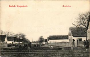 1916 Glogovác, Öthalom, Vladimirescu (Arad); Aradi utca, vasúti sínek, pap. Kerpel Izsó kiadása / street, railway tracks, priest