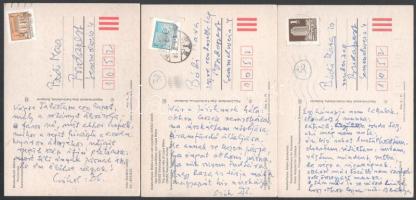 1982 januárja, Keresztury Dezső (1904-1996) költő, korábbi korábbi vallás- és közoktatásügyi miniszter autográf, szellemes verses sorai Bódi Marának, 3 db postázott balatonfüredi képeslapon, Keresztury Dezső autográf aláírásával. "Már a Jóistennek hála: otthon leszek nemsokára (...)"