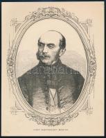 cca 1860-1865 Gróf Eszterházy Móric portréja, fametszet, jelzés nélkül, 20,5x15,5 cm