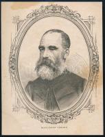 cca 1860-1865 Madarász József (1814-1915) portréja, fametszet, jelzés nélkül, foltos, 20,5x15,5 cm